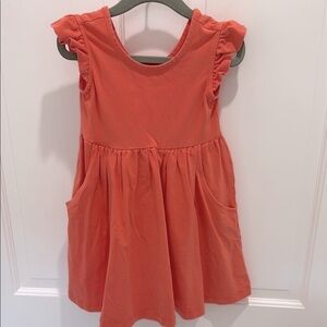 Hanna Andersson Coral Kids Dress with Ruffle Sleeves with pockets. No flaws